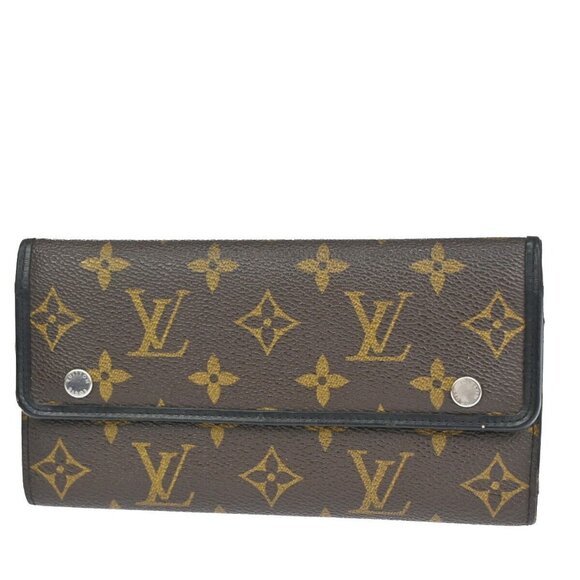 LOUIS VUITTON Long Trifold Wallet Purse Monogram Macassar Brown - Picture 1 of 14
